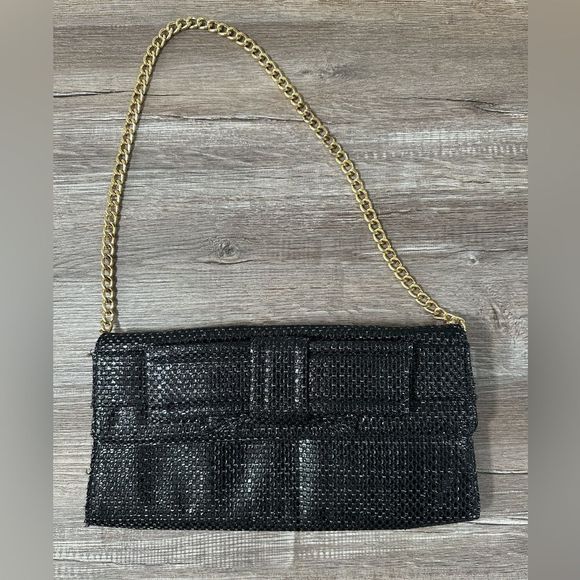 MAXX New York black clutch with beautiful heavy gold chain strap - Picture 1 of 4